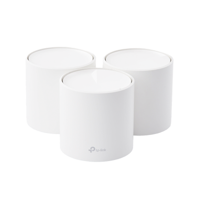Kit 3 Routers Inalámbricos MESH Interior para Hogar / Doble Banda Wi-Fi 6 AX1800 Mbps / 2 Puerto Gigabit WAN/LAN / 2 Antenas Internas / Administración Mediante la App Deco (iOS, Android) / Protección HomeShield | DECOX20-3PACK