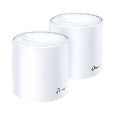 Kit 2 Routers Inalámbricos MESH Interior para Hogar / Doble Banda Wi-Fi 6 AX1800 Mbps / 2 Puerto Gigabit WAN/LAN / 2 Antenas Internas / Administración Mediante la App Deco (iOS, Android) / Protección HomeShield | DECOX20-2PACK