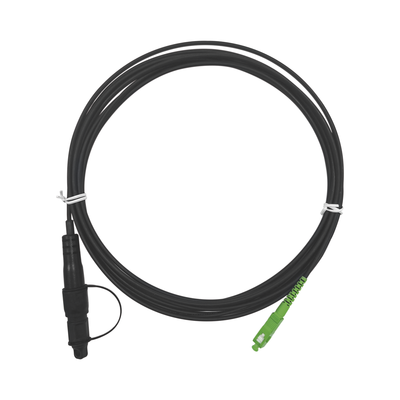 Jumper de Fibra Óptica, Conector SC/APC - Conexión a Caja FDP460, Redondo, 5 Metros (16.40 Pies), Forro 3 mm, G657A2, Negro | OFC-S1-BK-SA-H1A-30-5-2601