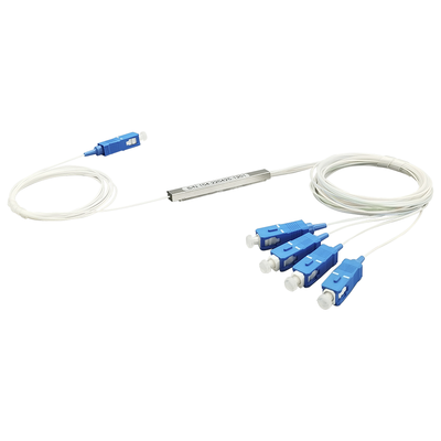 Splitter (Divisor Óptico) tipo PLC, de 1x4, conectores SC/UPC | LP-PLC-1X4UPC