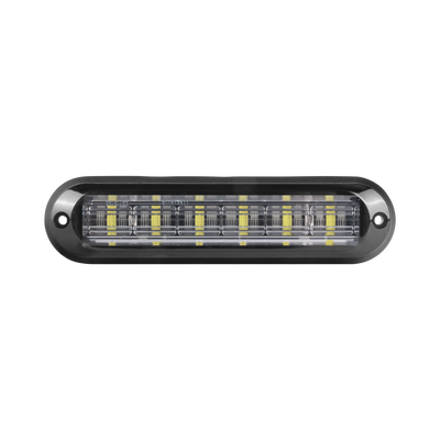 Luz Auxiliar Ultra Brillante  IP67 de 6 LEDs, Color Rojo/Claro, con mica transparente y bisel negro | XLT1835RW