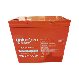 [LK5512FR] Batería 12 V / 55 Ah / UL / Tecnología AGM-VRLA / Vida útil promedio de 5 años / Retardo a la flama / Para uso en equipo electrónico, Alarmas de Intrusión / Incendio/ Control de acceso / Video Vigilancia / Termina | LK5512FR