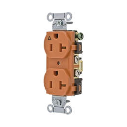 [HUB-IG5352] Contacto Dúplex Conexión a Tierra Aislada/ 20 A 125 V/ 2 polos 3 Hilos/ Color naranja/ Nema 5- 20R/ Grado Comercial. | HUB-IG5352
