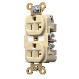[HUB-HBL5362I] Contacto Dúplex 20 A 125 V / 2 Polos 3 Hilos / Color Marfil /Nema 5-20R /Grado Industrial. | HUB-HBL5362I