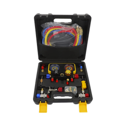 [PSTH08002] Manómetro de 4 vías con Accesorios para Gas refrigerante  R410A/ R32/ R134A/R22 | PSTH08002