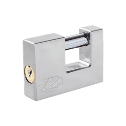 [SYS-L22-C80-ECSB] Candado para Cortina Metálica / Medida 80 mm/ Acabado Cromo Satinado/ Nivel de Seguridad 6 / Llave Estándar. | SYS-L22-C80-ECSB