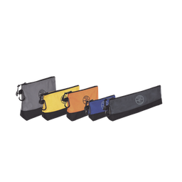 [55569] KIT 5 Bolsos Ultra Resistentes para Herramientas con Base y cierre Zipper, Colores: gris claro, amarillo, naranja, azul, gris oscuro. Todos con Mosquetones de Aluminio. | 55569