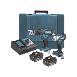 [DLX2500T] Kit de Rotomartillo Atornillador DHP482 + Atornillador de Impacto DTW301, incluye 2 Baterías BL1850B, 1 Cargador DC18SD y Maletín Plastico | DLX2500T