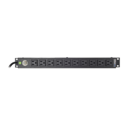 [HTCM-1U-10C] Multicontacto Horizontal (PDU) de 10 Contactos (NEMA 5-15R) Rack 19" 1UR. Voltaje Entrada/Salida: 120Vca/15A | HTCM-1U-10C