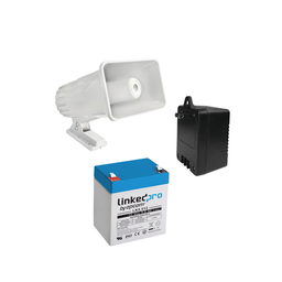 [4A16V30W] Kit de accesorios con Bateria 5.5 Ah, Transformador 16.5Vca  y sirena de 30 watts | 4A16V30W