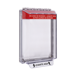 [STI-14020FR-ES] Cubierta Universal Transparente, de Bajo Perfil, Texto de Incendio en Español, Notificación Audible y Visible | STI-14020FR-ES