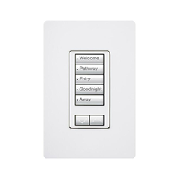 [RRDW5BRLWH] (RadioRA2) Teclado seetouch 5 botones, 2 botones subir/bajar, programe escenas diferentes en cada botón. | RRDW5BRLWH