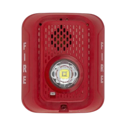 [P2RLED] Sirena con Lámpara LED Estroboscópica / a 2 Hilos / Montaje en Pared / 24 Vcd / Configuración Estroboscópica Seleccionable / Texto en Inglés / Color Rojo | P2RLED