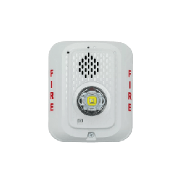 [P2WLED] Sirena con Lámpara LED Estroboscópica / a 2 Hilos / Montaje en Pared / 24 Vcd / Configuración Estroboscópica Seleccionable / Texto en Inglés / Color Blanca | P2WLED
