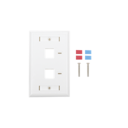 [LP-FP-22] Placa de Pared de 2 Puertos, Keystone, con Espacio para Etiqueta, Color Blanco | LP-FP-22