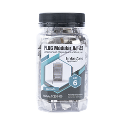 [TC6SG-100] Bote con 100 Piezas de Plug Modular RJ45 Cat6 Blindado con Pin de Tierra, Chapado de Oro a 30 Micras para Durabilidad Extrema | TC6SG-100