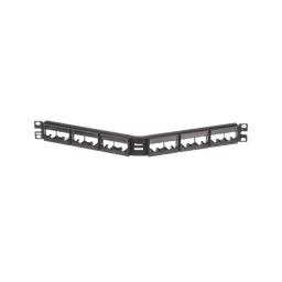 [CPPLA24WBLY] Panel de Parcheo Modular Mini-Com (Sin Conectores), Angulado, Sin Blindaje, Con Etiqueta y Cubierta, de 24 Puertos, 1UR | CPPLA24WBLY