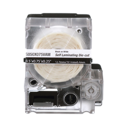 [S100X075VAM] Casete de 300 Etiquetas Autolaminadas de 19.1 x 25.4 mm (0.75 x 1 Pulgadas), para Cables de 2 a 4 mm (0.08 a 0.16 Pulgadas) de Diámetro, Área de Impresión Color Blanco | S100X075VAM