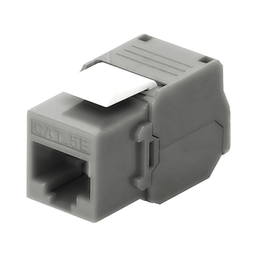 [LP-KJ-516-TTGY] Módulo Jack Keystone Cat5e (Toolless), con Terminación en Ángulo 180 - Color Gris, Compatible con Faceplate y Patchpanel Linkedpro | LP-KJ-516-TTGY