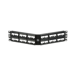 [CPPLA48WBLY] Panel de Parcheo Modular Mini-Com (Sin Conectores), Angulado, Sin Blindaje, Con Etiqueta y Cubierta, de 48 Puertos, 2UR | CPPLA48WBLY