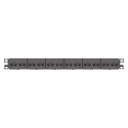[CP24688BL] Panel de Parcheo con 24 Acopladores Mini-Com, Plano, Categoría 6, de 1 UR, Color Negro | CP24688BL