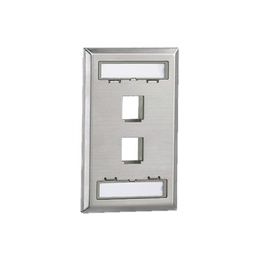 [NKF2S] Placa de Pared Vertical, Salida Para 2 Puertos Keystone, Con Espacios Para Etiquetas, de Acero Inoxidable | NKF2S