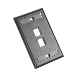 [NK2FBL] Placa de Pared Vertical, Salida Para 2 Puertos Keystone, Con Espacios Para Etiquetas, Color Negro | NK2FBL