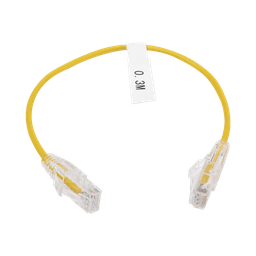 [LP-UT6-030-YE28] Cable de Parcheo Slim UTP Cat6 - 30 cm (11.81 Pulgadas) Amarillo Diámetro Reducido (28 AWG) | LP-UT6-030-YE28