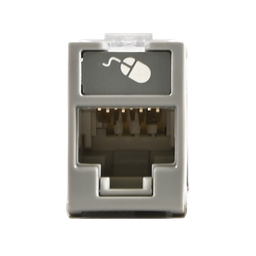 [U5-H04NS] Jack Ultramax Cat5e, UTP, Montaje Híbrido en Placa de Pared (Plano y Angulado), Color Gris, Punch Down | U5-H04NS
