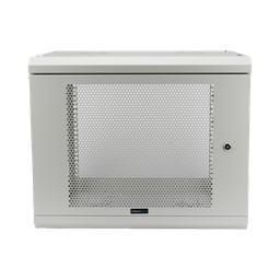 [SR1909LH3PW] Gabinete de Pared de 9U con Puerta Perforada 455 mm de Profundidad, Rack de 19'', Acero Reforzado Color Gris Mate | SR1909LH3PW