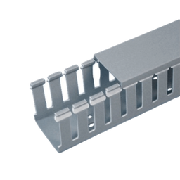 [FC2X2LG2] Canaleta Ranurada de PVC con Tapa, Tipo F, 57.2 mm de Ancho, 53.8 mm de Alto y 2 m de Largo, Color Gris | FC2X2LG2