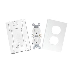 [TEK-100-DUPLEX] Contacto eléctrico doble, soporte y tapa color blanco de PVC auto extinguible,  para canaleta TEK100 (5591-10200) | TEK-100-DUPLEX