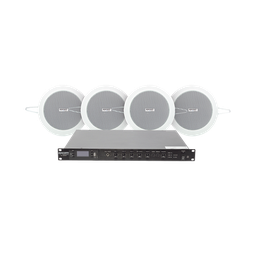 [SF120DTB/4CS] KIT de Amplificador de 120W para Rack | 4 Altavoces de Plafón de 4in | 3 - 6W | Sistema 70/100V | SF120DTB/4CS