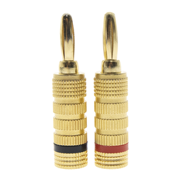 [EP-BSC-KIT] Kit Conector Banana Tipo Tornillo para Bocinas | Instalaciones Profesionales de Audio | Chapado en Oro | Color Negro + Rojo (2 Piezas) | EP-BSC-KIT