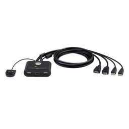 [CS22HF] Switch KVM | USB FHD HDMI | de 2 puertos en formato cable | 1920x1080 @ 60Hz (FHD)| HDCP 1.4 | Conecta y controla 2 equipos con un solo monitor, teclado y mouse | CS22HF