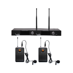 [EP521UL] Kit de Microfonía inalámbrico | 2 Micrófonos de Lavalier | Receptor UHF | Pantalla LCD | 200 Canales | Gran cobertura | EP521UL