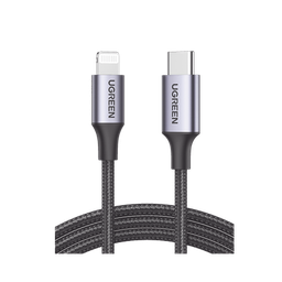 [60759] Cable USB-C a Lightning | 1 Metro (3.28 Pies) | Certificado MFi | Carga Rápida 60W | 480 Mbps | Conector C94 | Adecuado para iPhone, iPad y iPod | Protección Integrada | Caja de Aluminio | Nylon Trenzado | Color Negro | 60759