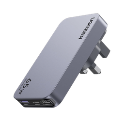 [25356] Cargador Rápido GaN 65W UGREEN / 2 Puertos USB-C + 1 Puerto USB-A / Tecnología GaN / Carga Rápida PPS PD 3.0 QC 4.0 / Compatibilidad Universal 100-240V / Diseño Compacto | 25356