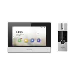 [DS-KIS302-P] Kit de Videoportero Híbrido de Plastico / IP a 4 Hilos con Función de Llamada a App Hik-Connect / Monitor se Conecta a Internet por Cable o WiFi y por 4 Hilos al Frente de Calle / Expandible a Mas Equipos | DS-KIS302-P