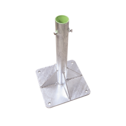 [SLM-BA-7G] Base para Mástil Hasta 2" con Opresores, Base de 30 x 30 cm y Tubo de 50 cm Ced. 30. Galv. Inmersión. | SLM-BA-7G