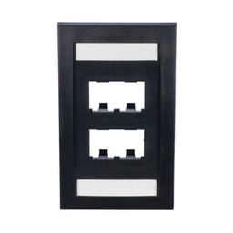 [CFPE4BLY] Placa de Pared Vertical Ejecutiva, Salida de 4 Puertos Mini-Com, Con Espacios Para Etiquetas, Color Negro | CFPE4BLY