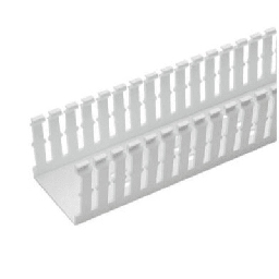 [F2X4WH6] Canaleta Ranurada de PVC Sin Tapa, Tipo F, 57.2 mm de Ancho, 104.1 mm de Alto y 1.8 m de Largo, Color Blanco | F2X4WH6