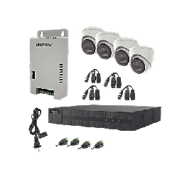 [HL-2080P-4E-TWA] Kit HiLook Audio Bidireccional TurboHD 1080p / DVR Metalico 4 Canales / 4 Cámaras Eyeball (Exterior) con Bocina y Microfóno Integrado / 1 Fuente de Poder / Accesorios | HL-2080P-4E-TWA