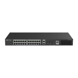 [RG-ES228GS-P] Switch Smart PoE con 24 puertos Gigabit PoE 802.3af/at + 2 SFP para fibra 1Gb, gestión gratuita desde la nube, 370w | RG-ES228GS-P