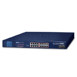 [GSW-1820VHP] Switch No Administrable PoE+ Extender, Aislamiento VLAN de 16 Puertos Gigabit +, 2 Combo TP/SFP y Pantalla | GSW-1820VHP