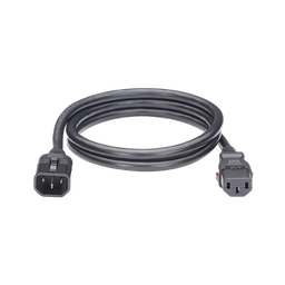 [LPCA13-X] Cable de Alimentación Eléctrica Con Bloqueo de Seguridad, de IEC C14 a IEC C13, 1.8 Metros de Largo, Color Negro, Paquete de 10 Piezas | LPCA13-X