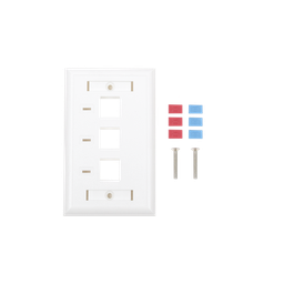 [LP-FP-23] Placa de Pared, de 3 Puertos, Keystone, con Espacio para Etiqueta - Color Blanco | LP-FP-23
