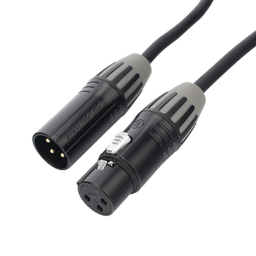 [CMC-MF3-MM3-L-5M] Cable XLR | 3 polos | Conector Hembra-Macho | Serie M | Carcasa Negra | Contactos Dorados | Ideal para Microfonía | Longitud 5m | CMC-MF3-MM3-L-5M