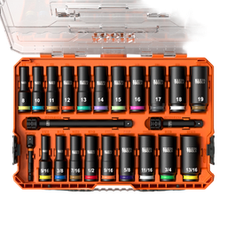 [65121-IMPCT] Juego de Dados de Impacto KNECT™ (M) / 3/8" Drive Profundo / SAE y Métrico / 23 Piezas / Adapters Multi-Propósito / MODbox™ Case | 65121-IMPCT