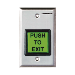 [SD-7202GC-PEQ] Botón de Salida / Con Iluminación / Con Placa de Pared de Acero Inoxidable / IP65 / Voltaje 12 / 24 Vcd / Mensaje de Idioma Intercambiable / 3 Placas de Idioma Incluidas | SD-7202GC-PEQ